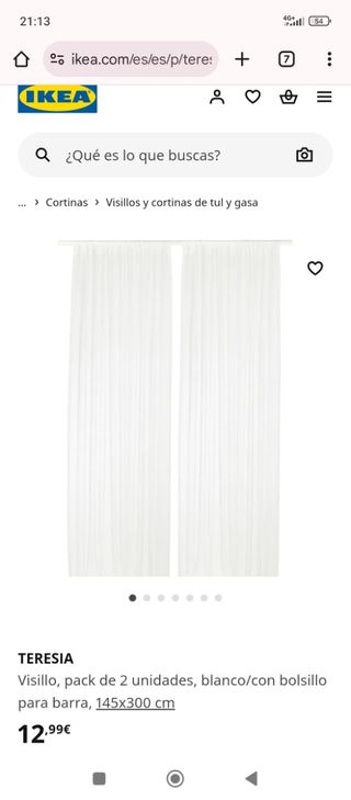 Visillos TERESIA IKEA - 2uds - 145x300cm