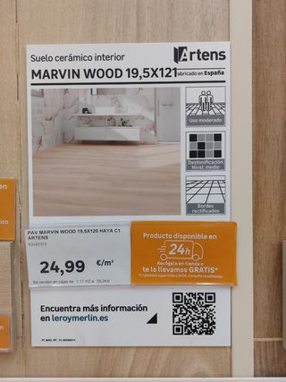 Suelo porcelanico MARVIN WOOD 19,5 x 120