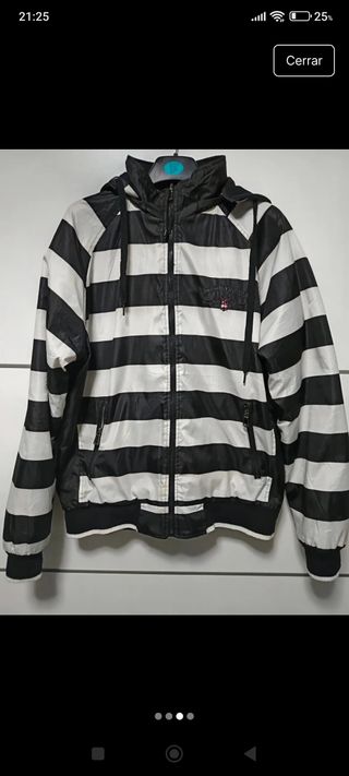 Chaqueta reversible negra/gris/blanca 