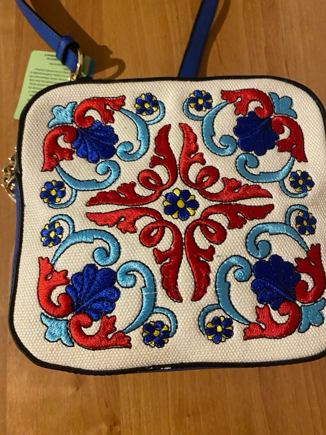 Borsa borsa a tracolla bianca e blu