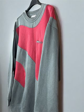 Sudadera Vintage Reebok Rework Gris/Roja Oversize