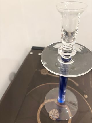 Candelabro Vintage Vetro Blu Memphis Anni '80 '90