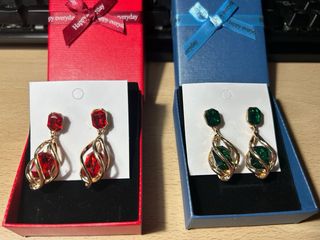 Pendientes joya rojo & verde
