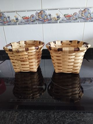 Cestas artesanales de madera de castaño, lote de 7