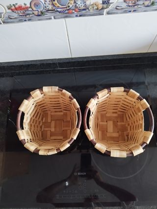 Cestas artesanales de madera de castaño, lote de 7