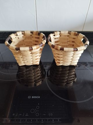Cestas artesanales de madera de castaño, lote de 7