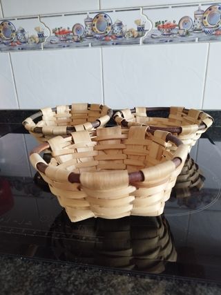 Cestas artesanales de madera de castaño, lote de 7