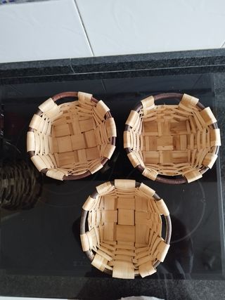 Cestas artesanales de madera de castaño, lote de 7