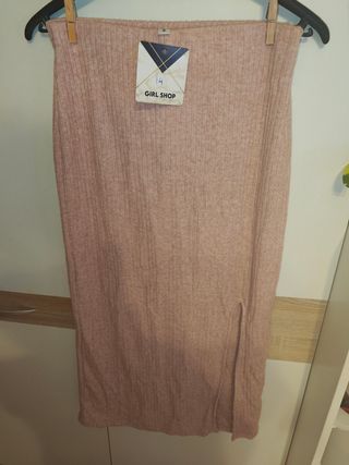 Falda punto fino rosa bebé 