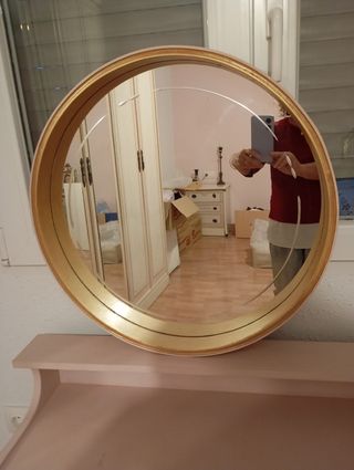 Tocador con espejo y mesilla restaurado