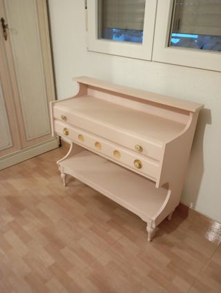 Tocador con espejo y mesilla restaurado