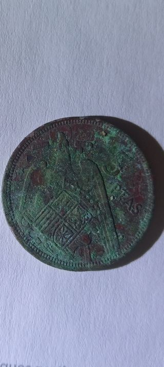 Moneda 5 Pesetas Franco 1957 con esceso de cobre 