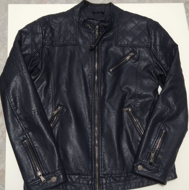 Giubbino in pelle e tessuto My Stuff blu