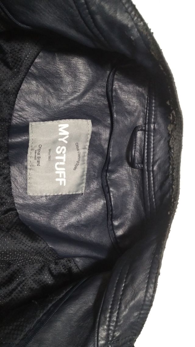 Giubbino in pelle e tessuto My Stuff blu