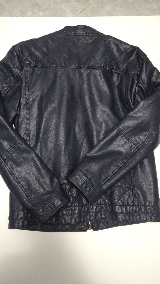 Giubbino in pelle e tessuto My Stuff blu