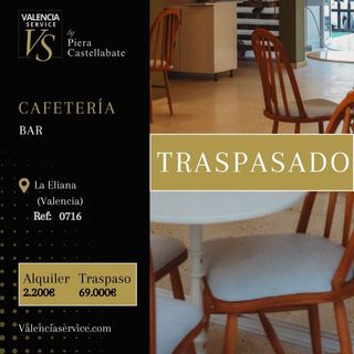 0716 - TRASPASADO ESTUPENDO CAFETERÍA BAR/ ELIANA