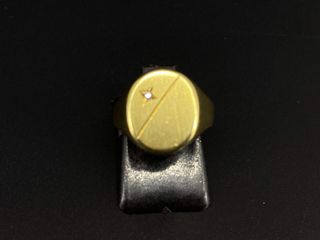 sello oro 18k con piedra con circonita