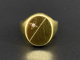 sello oro 18k con piedra con circonita