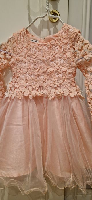 Vestito bimba pizzo rosa chiaro