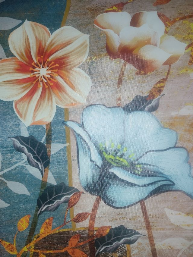 Lienzo decorativo floral con borde morado