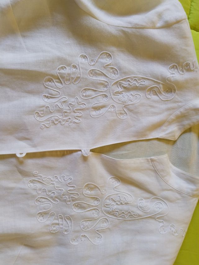 Blusón lino blanco bordado