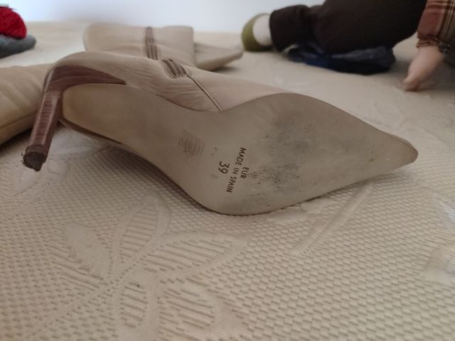Botas beige tacón 10cm - talla 42