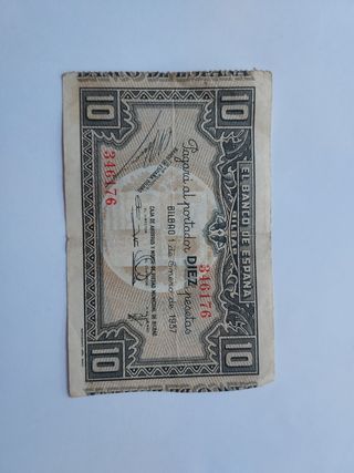 BILLETE DE 10 PESETAS 1937