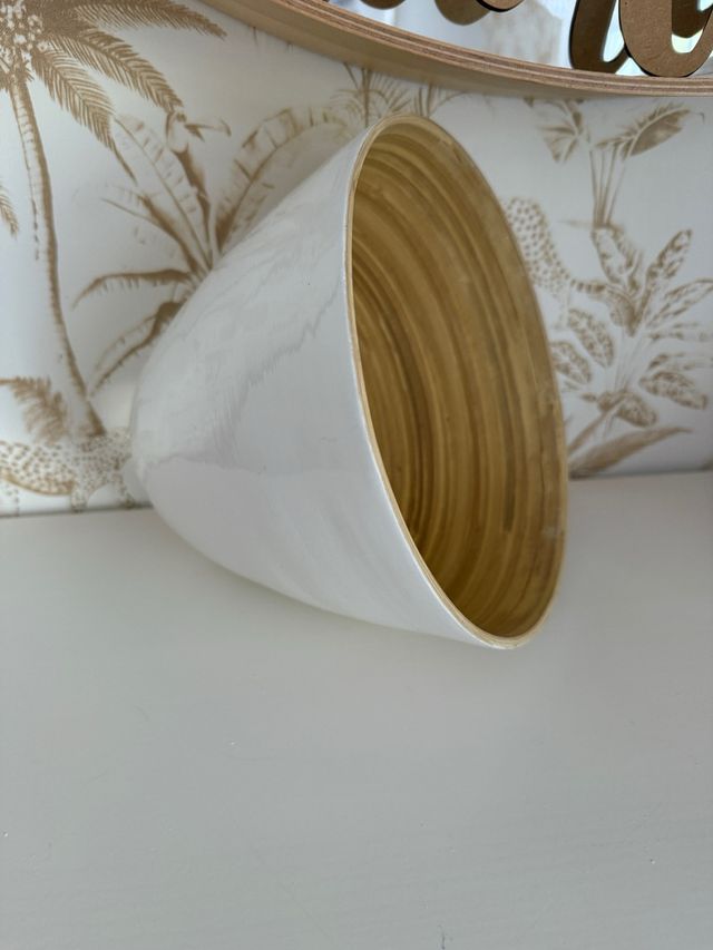 Lampara bambú-cerámica blanca