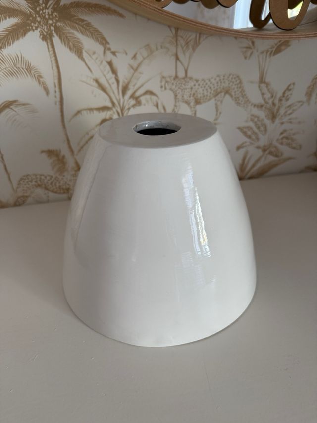 Lampara bambú-cerámica blanca