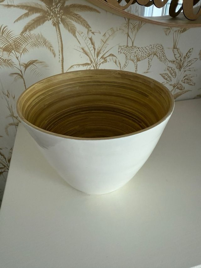 Lampara bambú-cerámica blanca