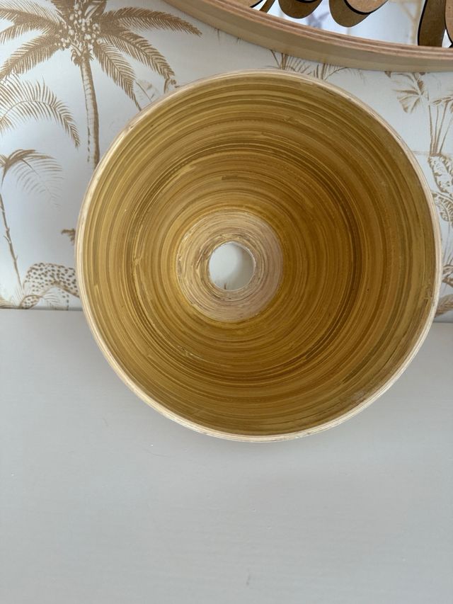 Lampara bambú-cerámica blanca