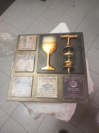 Quadro Metallo Decorativo Vino