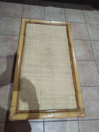 Mesa centro mimbre vintage. Medidas 45x80 alto 40