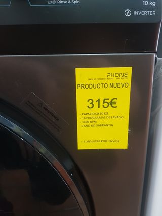 Lavadora Cecotec 10kg - Negra