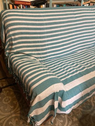Cubrecama rayas verde agua