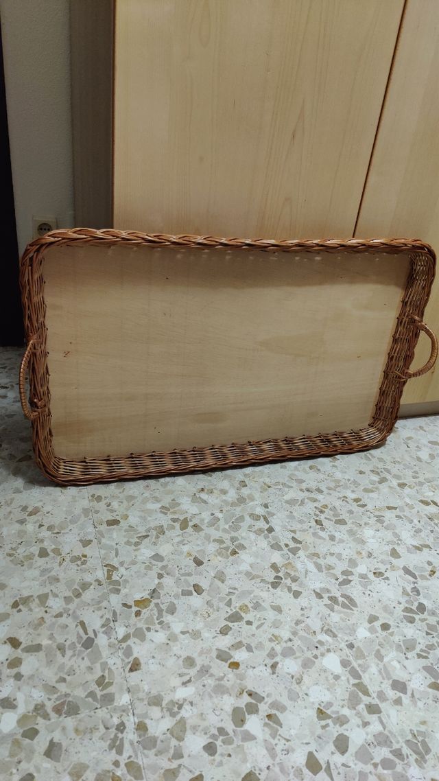 Bandeja mimbre - Cesto madera