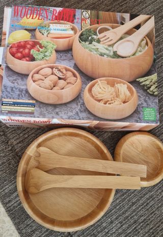 Wooden bowl. Siete piezas madera sin estrenar