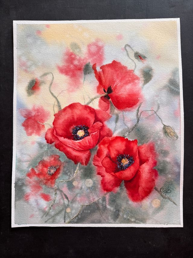 Cuadro  Acuarela Amapolas