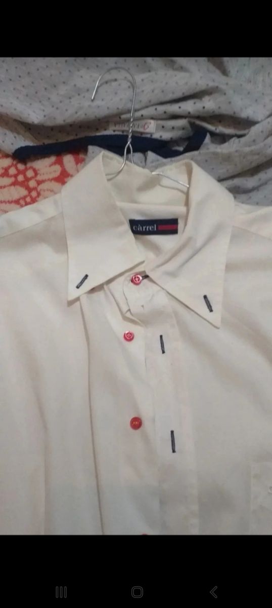 Camicia Carrel Uomo bianca con bottoni rossi