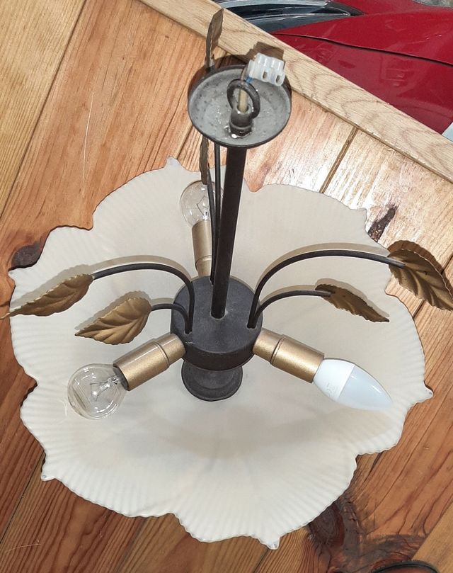 Lámpara techo cristal vintage.