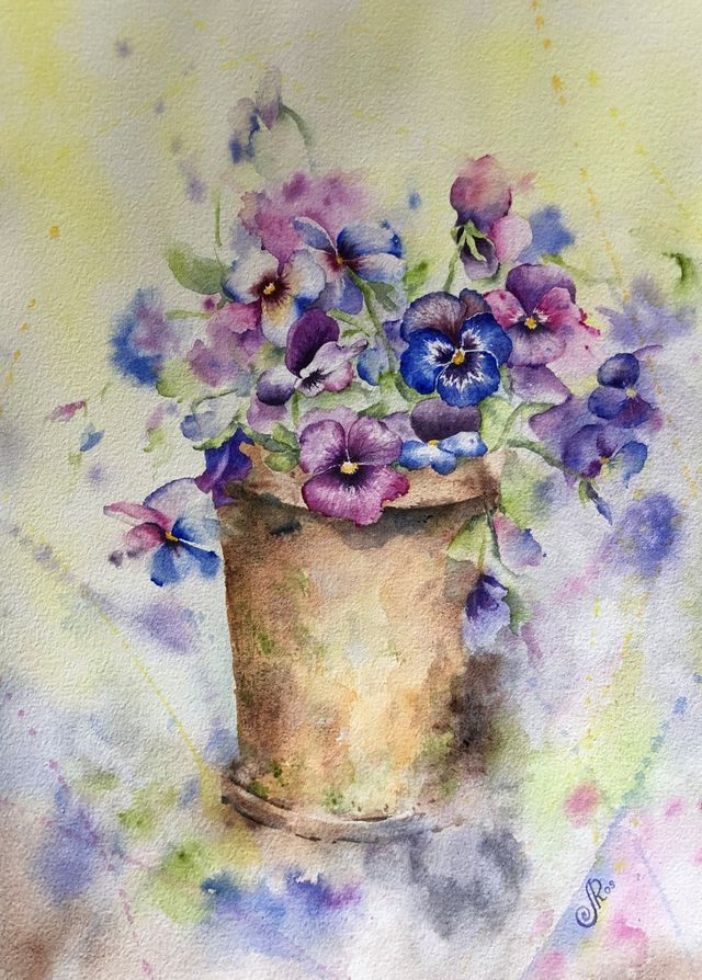 Cuadro de acuarela Flores