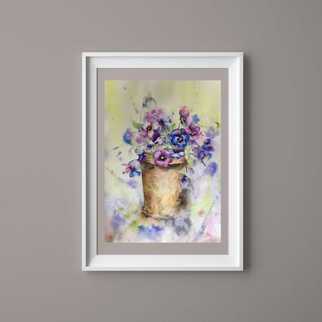 Cuadro de acuarela Flores