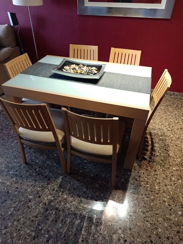 Mesa comedor madera de roble maciza .6 sillas - Ma