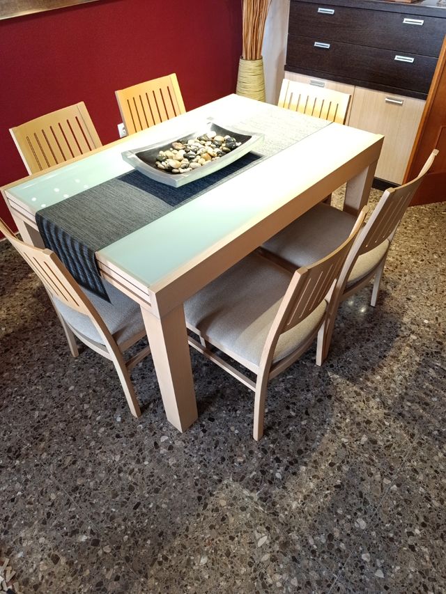 Mesa comedor madera de roble maciza .6 sillas - Ma