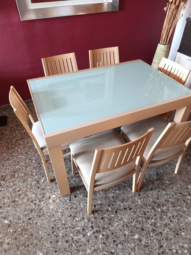 Mesa comedor madera de roble maciza .6 sillas - Ma