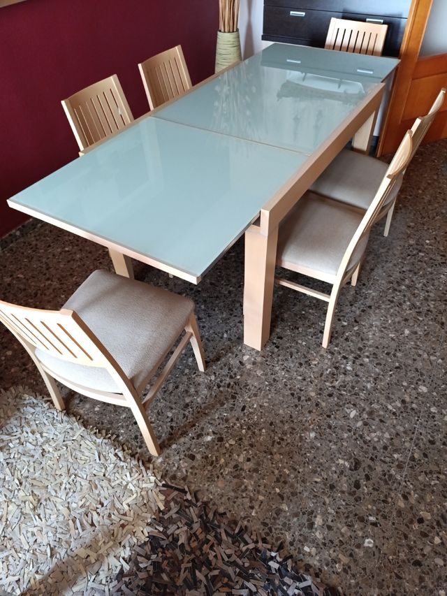 Mesa comedor madera de roble maciza .6 sillas - Ma