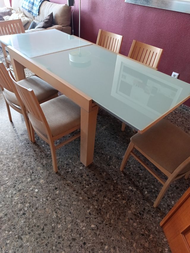 Mesa comedor madera de roble maciza .6 sillas - Ma