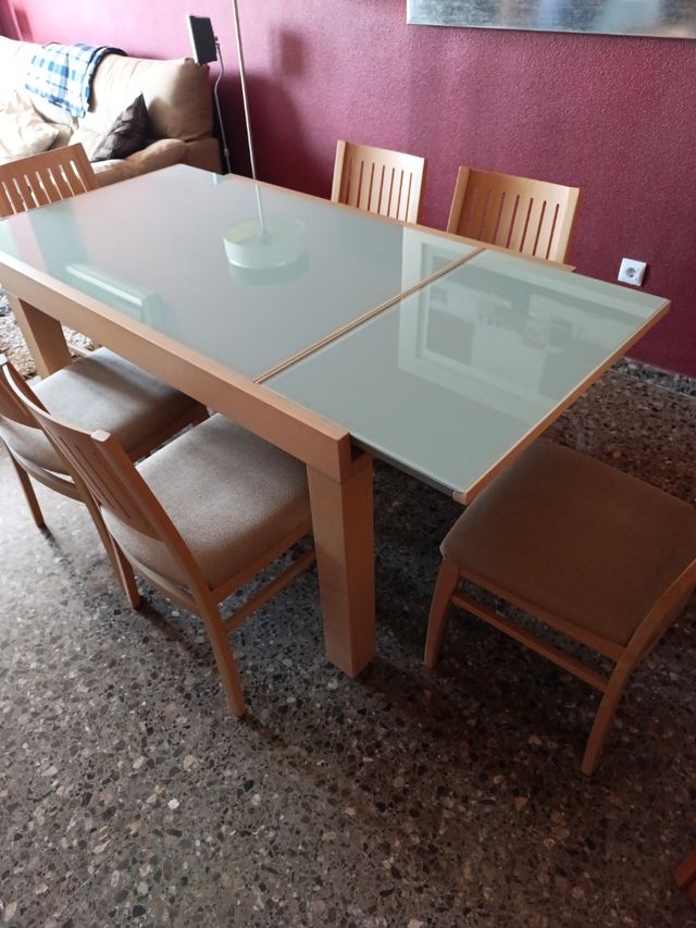 Mesa comedor madera de roble maciza .6 sillas - Ma
