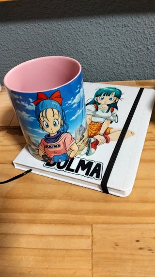Bulma Dragón ball libreta y taza