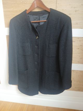Chaqueta lana negra mujer